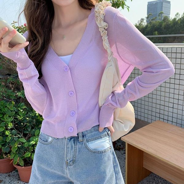 women's t-shirt fashion v-neck button shirts casual knitted long-sleeved sunscreen women cardigan, White
women's t-shirt fashion v-neck button shirts casual knitted long-sleeved sunscreen women cardigan, White