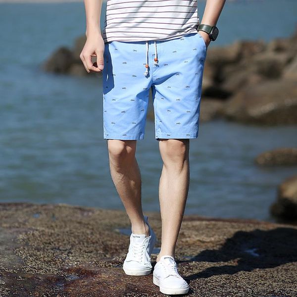 men's shorts men summer beach wear trendy men's elastic tethered mid pants cotton print, White;black
men's shorts men summer beach wear trendy men's elastic tethered mid pants cotton print, White;black