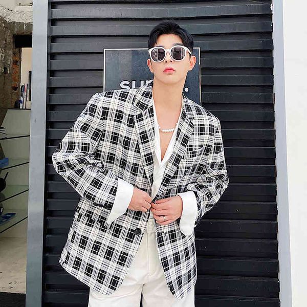 men's suits & blazers jacket men korean fashion casual loose shoulder pads plaid blazer coat male vintage streetwear cardigan ne4x, White;black
men's suits & blazers jacket men korean fashion casual loose shoulder pads plaid blazer coat male vintage streetwear cardigan ne4x, White;black