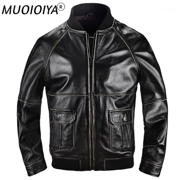 men's leather & faux genuine jacket men's stand-up collar layer cowhide fashion youth coat, Black
men's leather & faux genuine jacket men's stand-up collar layer cowhide fashion youth coat, Black