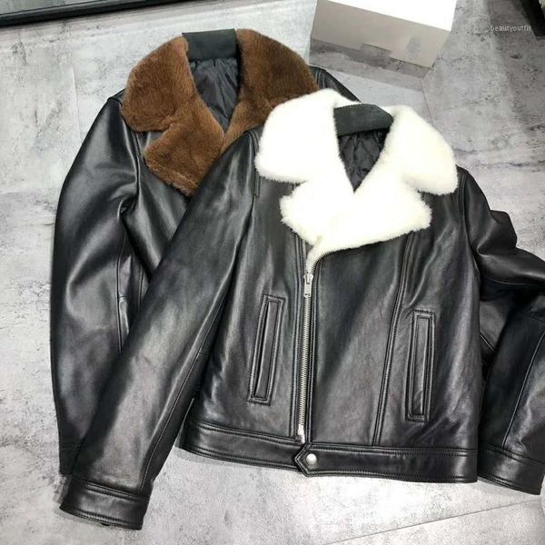 women coat spring and winter 2021 genuine leather jacket natural real collar thick warm famale parka women's & faux, Black
women coat spring and winter 2021 genuine leather jacket natural real collar thick warm famale parka women's & faux, Black