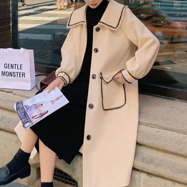 women's wool & blends autumn and winter women's tweed coat bubble sleeve loose slim gentle artificial jacket trench overcoat female, Black
women's wool & blends autumn and winter women's tweed coat bubble sleeve loose slim gentle artificial jacket trench overcoat female, Black