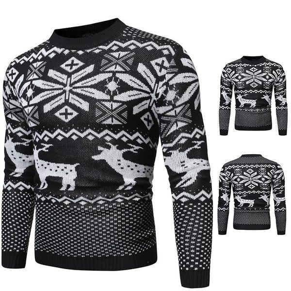 men's sweaters foreign trade style large size christmas deer slim-fit sweater round neck knitted pullover, White;black
men's sweaters foreign trade style large size christmas deer slim-fit sweater round neck knitted pullover, White;black