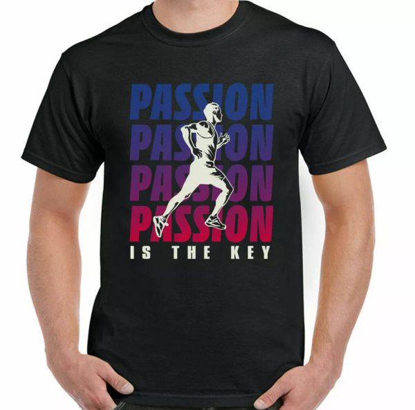 running runner passion is the key mens funny marathon athletic, White;black