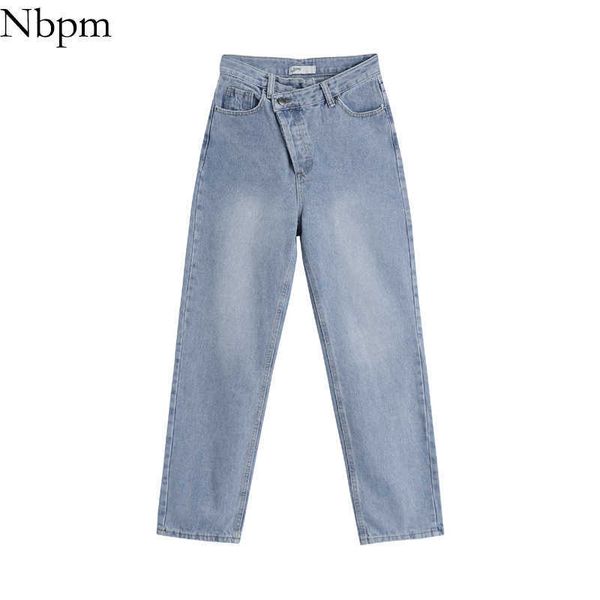 nbpm women chic fashion with lrregular design vintage high waist jeans wash loose bottom vaqueros mujer casual wear 210529, Blue
nbpm women chic fashion with lrregular design vintage high waist jeans wash loose bottom vaqueros mujer casual wear 210529, Blue