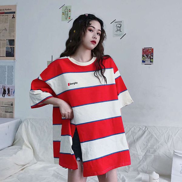 women's t-shirt super fire cec short sleeve striped female loose korean students wear clothes in lazy fashion fry9, White
women's t-shirt super fire cec short sleeve striped female loose korean students wear clothes in lazy fashion fry9, White