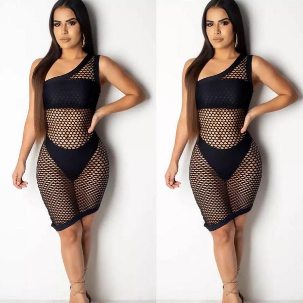 women's sheer mesh bikini beach dress summer fishnet hollow transparent cover up swim female one shoulder black swimwear, White;black
women's sheer mesh bikini beach dress summer fishnet hollow transparent cover up swim female one shoulder black swimwear, White;black