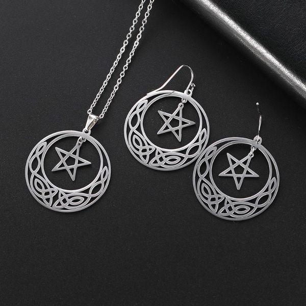 earrings & necklace skyrim pentagram irish knot stainless steel jewelry set black golden gothic pendant statement dangle earring gift women, Silver
earrings & necklace skyrim pentagram irish knot stainless steel jewelry set black golden gothic pendant statement dangle earring gift women, Silver