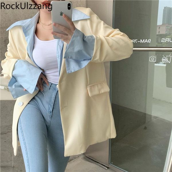 women's suits & blazers fall patchwork fake two piece contrast shirt button up blazer fashion ladies coat women office suit chaqueta ou, White;black
women's suits & blazers fall patchwork fake two piece contrast shirt button up blazer fashion ladies coat women office suit chaqueta ou, White;black