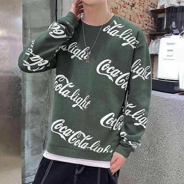 men's sweater long sleeve round neck bottoming shirt loose off shoulder letter printing youth splicing fake two piece trendy h1206, Black
men's sweater long sleeve round neck bottoming shirt loose off shoulder letter printing youth splicing fake two piece trendy h1206, Black