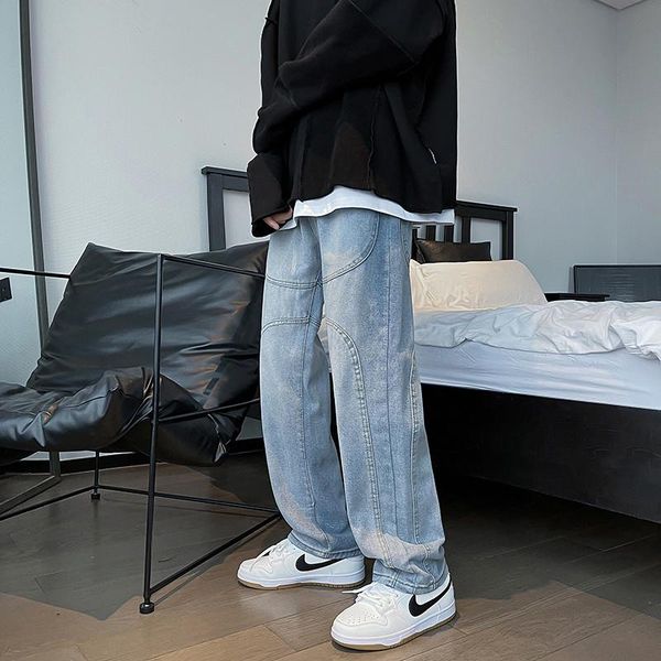 men's jeans cargo korean casual fashion loose straight-leg pants streetwear retro wide-leg denim trousers, Blue
men's jeans cargo korean casual fashion loose straight-leg pants streetwear retro wide-leg denim trousers, Blue