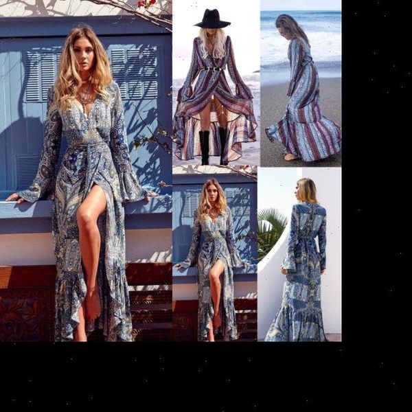 summer boho chiffon women dresses v neck party evening beach long maxi dress sundress, Black;gray
summer boho chiffon women dresses v neck party evening beach long maxi dress sundress, Black;gray