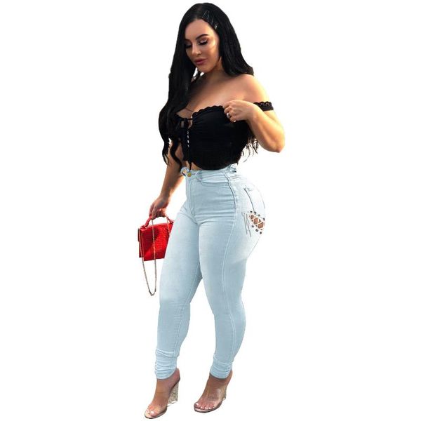 fashion street hipster fan european and american women's corn eyelet bandage jeans slim slimming pants ripped for women, Blue
fashion street hipster fan european and american women's corn eyelet bandage jeans slim slimming pants ripped for women, Blue