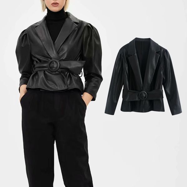 women's down & parkas autumn winter pu turn collar coat solid color elegant open stitch jacket belt suit l9hz, Black
women's down & parkas autumn winter pu turn collar coat solid color elegant open stitch jacket belt suit l9hz, Black