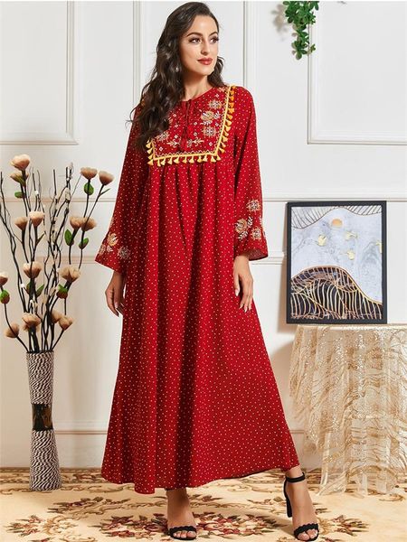 ethic dot print embroidery maxi dress women red o ne long sleeve tassel panel elegant turkey arabic muslim isalmic clothing
ethic dot print embroidery maxi dress women red o ne long sleeve tassel panel elegant turkey arabic muslim isalmic clothing