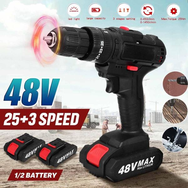 professiona electric drills 48v cordless drill screwdriver impact 25+3 turque dual speeds power driver tools with 2 lithium battery
professiona electric drills 48v cordless drill screwdriver impact 25+3 turque dual speeds power driver tools with 2 lithium battery