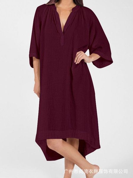 office lady solid plus size bohemian dresses for women v neck fashion summer beach long sleeve vestidos casual, Black;gray
office lady solid plus size bohemian dresses for women v neck fashion summer beach long sleeve vestidos casual, Black;gray