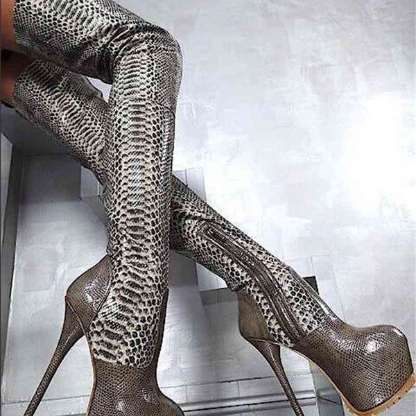 boots super women python leather high platform point of foot ladies in style on the knee stiletto j2s4, Black
boots super women python leather high platform point of foot ladies in style on the knee stiletto j2s4, Black