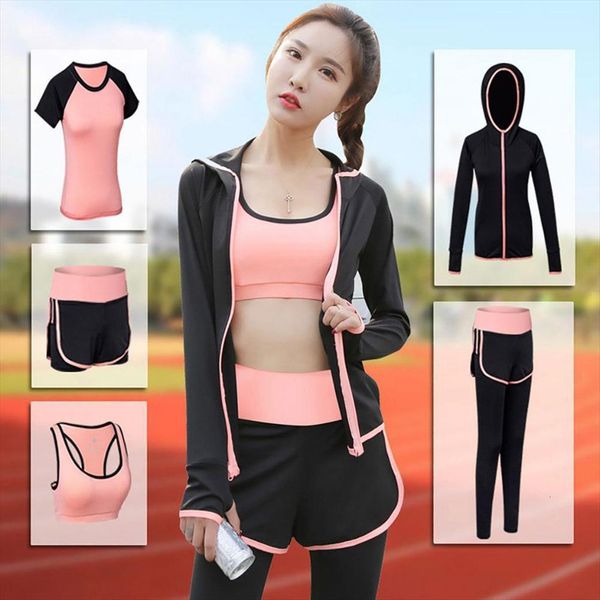 5pcs set bra womens pants t shirt coat shorts yoga fitness clothing sportswear elastic slim fit comfortable gym training clothes, White
5pcs set bra womens pants t shirt coat shorts yoga fitness clothing sportswear elastic slim fit comfortable gym training clothes, White