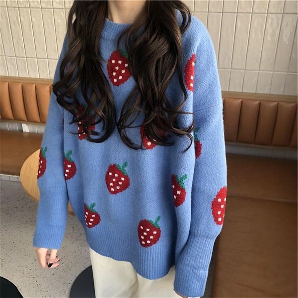 knitted autumn winter warm womens sweaters pullover korean fashion loose strawberry knitwear, White;black
knitted autumn winter warm womens sweaters pullover korean fashion loose strawberry knitwear, White;black