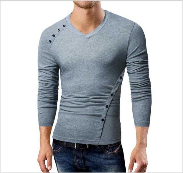 men's t-shirts oblique button decoration homme long sleeve tshirt fashion male v neck designer men yesd, White;black
men's t-shirts oblique button decoration homme long sleeve tshirt fashion male v neck designer men yesd, White;black