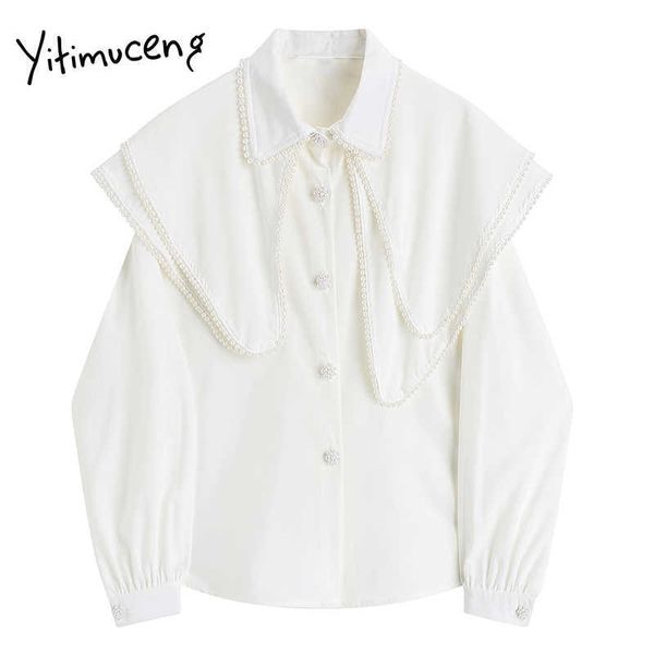 yitimuceng white blouse women pearl button up shirts loose asymmetric double-layer unicolor spring korean fashion 210601
yitimuceng white blouse women pearl button up shirts loose asymmetric double-layer unicolor spring korean fashion 210601