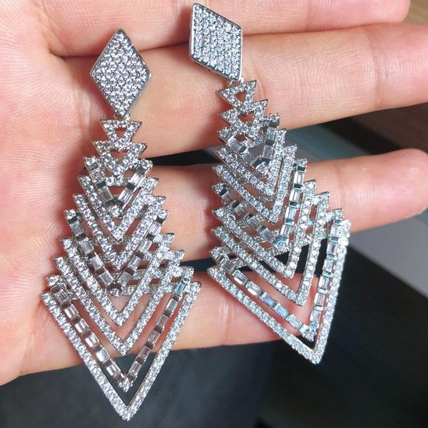 dangle & chandelier luxury gorgeous rhombic pendant earrings full shiny cz bride wedding dancer party show earring girl's gift jewelry, Silver
dangle & chandelier luxury gorgeous rhombic pendant earrings full shiny cz bride wedding dancer party show earring girl's gift jewelry, Silver
