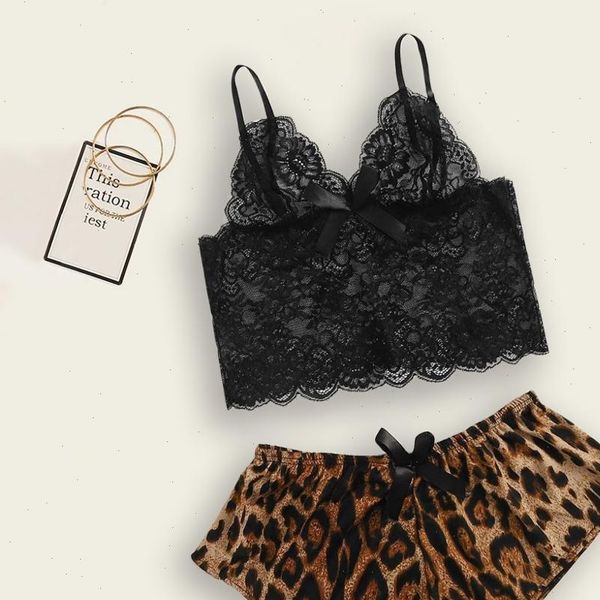 leopard lace trim satin cami women sleepwear lingerie pyjamas set v neck sleeveless strap pajama sets summer bow, Black;red
leopard lace trim satin cami women sleepwear lingerie pyjamas set v neck sleeveless strap pajama sets summer bow, Black;red