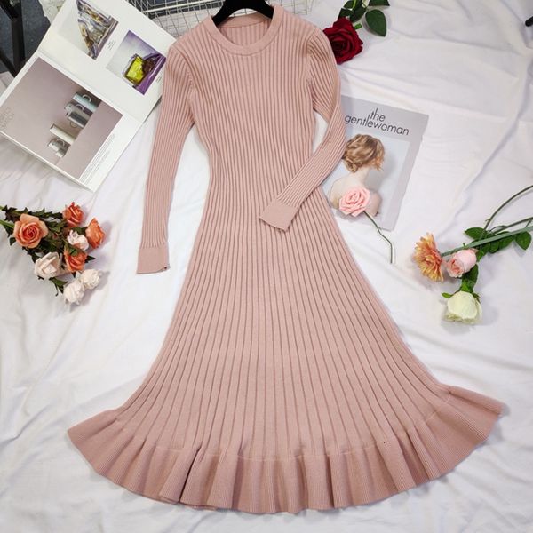 dresses elegant long sleeve ruffles sweater autumn winter women o-neck slim warm casual knitted pleated vestidos, Black;gray
dresses elegant long sleeve ruffles sweater autumn winter women o-neck slim warm casual knitted pleated vestidos, Black;gray