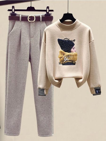 women's two piece pants women 2022 winter set fashion loose female long sleeve sweatshirt high waist trousers suit ladies casual g47, White
women's two piece pants women 2022 winter set fashion loose female long sleeve sweatshirt high waist trousers suit ladies casual g47, White