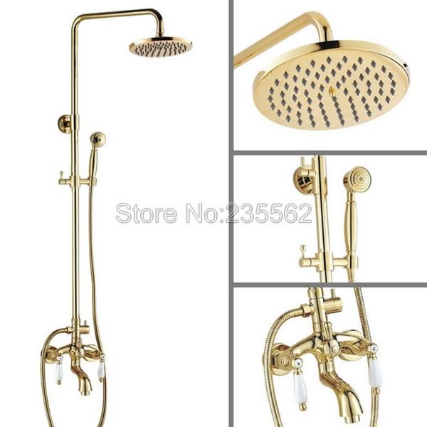 gold color brass 8 inch bathroom rain shower faucet set wall mounted bathtub mixer taps with handheld heads lgf424 sets
gold color brass 8 inch bathroom rain shower faucet set wall mounted bathtub mixer taps with handheld heads lgf424 sets