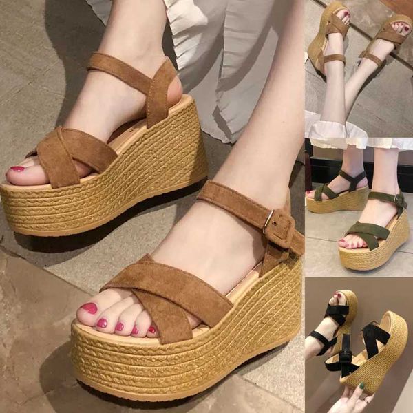 sandals wedges women summer fashion casual buckle fish mouth open toe weave platforms comfortable high heel shoes, Black
sandals wedges women summer fashion casual buckle fish mouth open toe weave platforms comfortable high heel shoes, Black