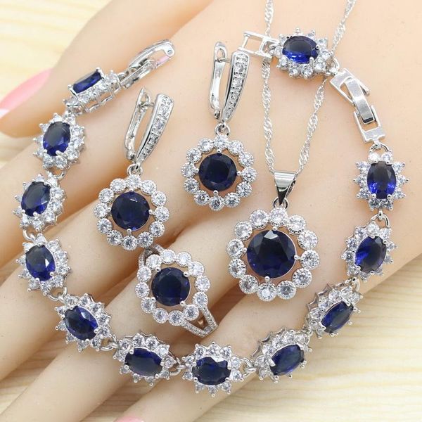 wedding jewelry sets round royal blue 925 silver for women bracelet earrings necklace pendant rings gift box, Slivery;golden
wedding jewelry sets round royal blue 925 silver for women bracelet earrings necklace pendant rings gift box, Slivery;golden