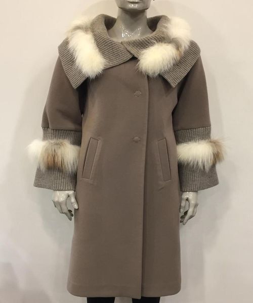 women's fur & faux real cashmere winter long parka white collar cuff wool plus size casual naturel elegant outerwear coat, Black
women's fur & faux real cashmere winter long parka white collar cuff wool plus size casual naturel elegant outerwear coat, Black