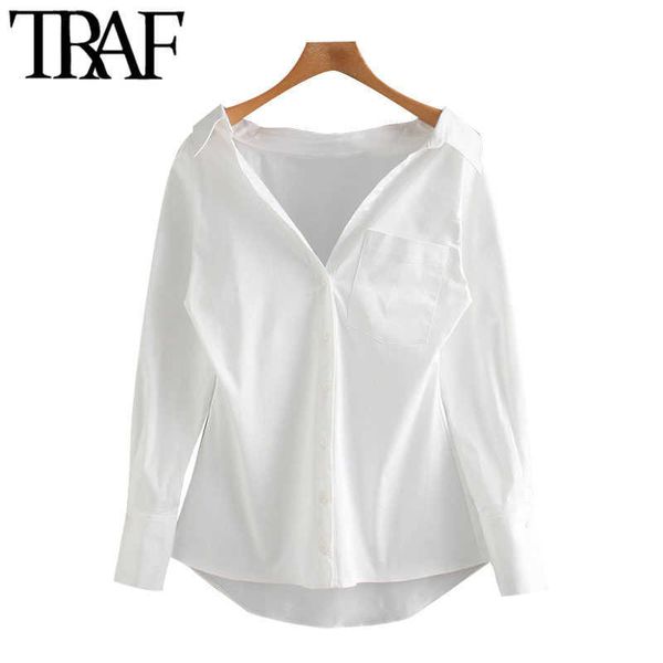 traf women fashion with pockets asymmetric blouses vintage long sleeve button-up female shirts chic 210721, White
traf women fashion with pockets asymmetric blouses vintage long sleeve button-up female shirts chic 210721, White