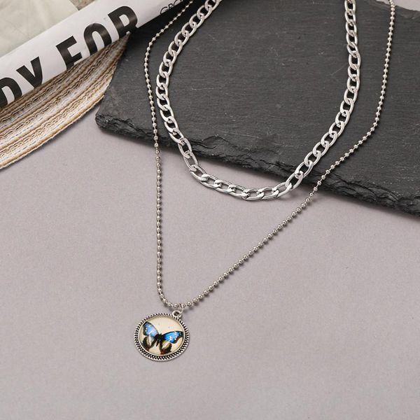 pendant necklaces double layer butterfly geometry necklace simple temperament retro jewelry 2021, Silver
pendant necklaces double layer butterfly geometry necklace simple temperament retro jewelry 2021, Silver