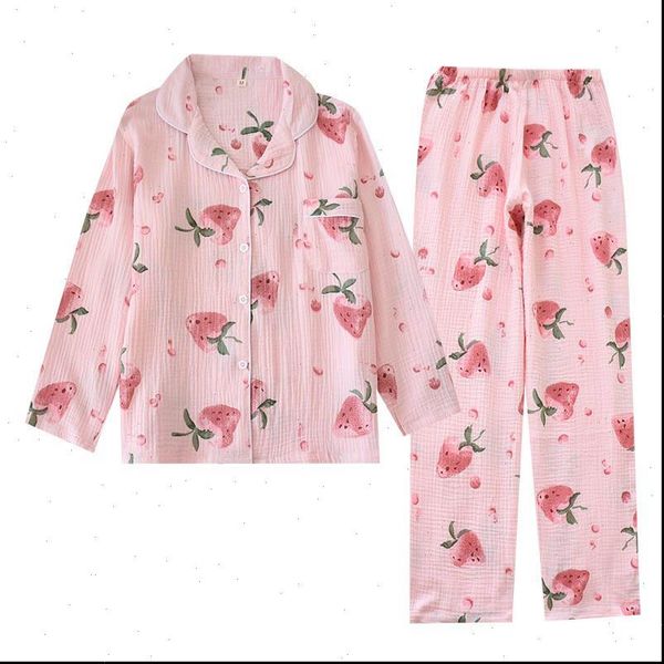 spring sweet strawberry pajamas women sleepwear set comfort gauze cotton loose thin full sleeve casual wear homewear, Black;red
spring sweet strawberry pajamas women sleepwear set comfort gauze cotton loose thin full sleeve casual wear homewear, Black;red