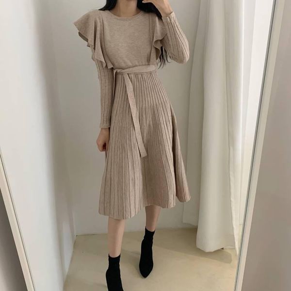 one-piece winter sweater dress fall korean cute dresses for women ruffle waist knit midi casual, Black;gray
one-piece winter sweater dress fall korean cute dresses for women ruffle waist knit midi casual, Black;gray