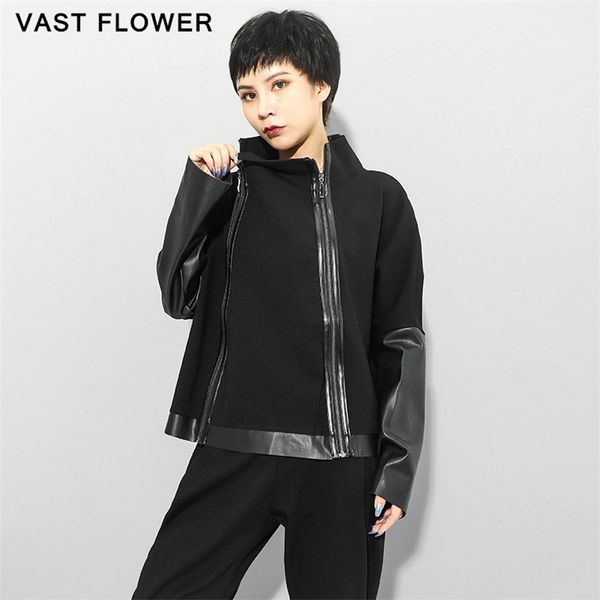black patchwork pu leather oversized jacket women zipper loose causal coats jackets vintage clothes cardigan spring autumn 210914, Black;brown
black patchwork pu leather oversized jacket women zipper loose causal coats jackets vintage clothes cardigan spring autumn 210914, Black;brown