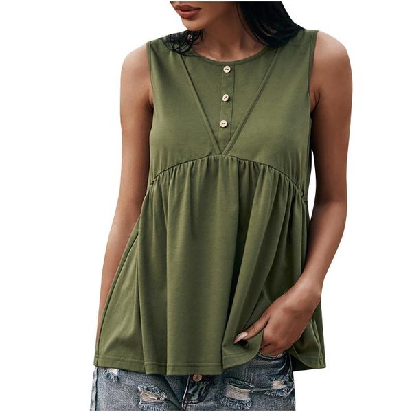 vest women's sleeveless halter o-neck button pleated casual fashion ladies clothing womens summer tanks & camis, White
vest women's sleeveless halter o-neck button pleated casual fashion ladies clothing womens summer tanks & camis, White