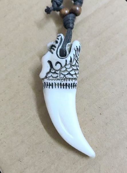 12 pcs design personality tribal bone white amulet dragon necklace long rope chain male punk jewelry, Silver
12 pcs design personality tribal bone white amulet dragon necklace long rope chain male punk jewelry, Silver