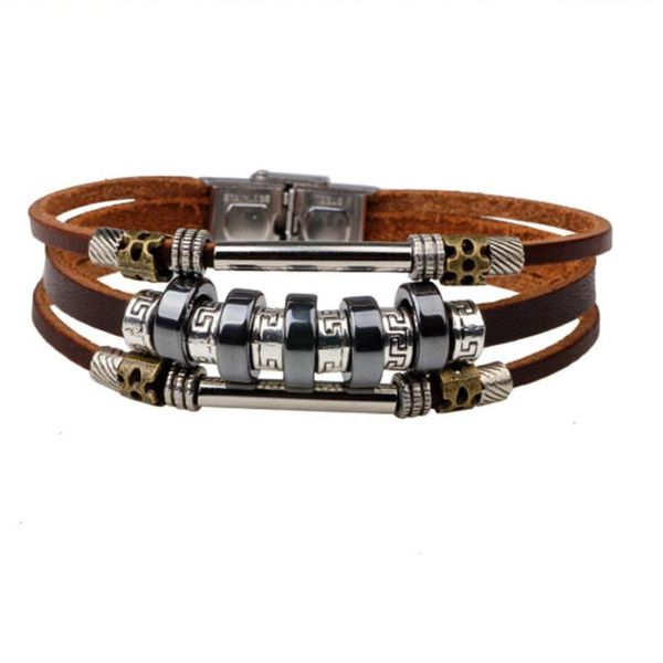 charm bracelets multi-layer leather bracelet vintage bohemian wood waxed cord bangle beaded wristbands cuff for men women, Golden;silver
charm bracelets multi-layer leather bracelet vintage bohemian wood waxed cord bangle beaded wristbands cuff for men women, Golden;silver