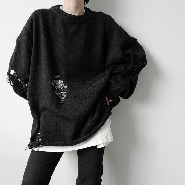 men's sweaters wear fashion loose hole deconstruction round neck sweater 2021 autumn winter pullover kinttwear, White;black
men's sweaters wear fashion loose hole deconstruction round neck sweater 2021 autumn winter pullover kinttwear, White;black