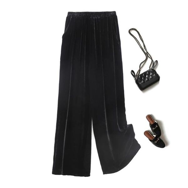 women's pants & capris fashion vintage women woman silk velvet straight wide bp0003, Black;white
women's pants & capris fashion vintage women woman silk velvet straight wide bp0003, Black;white