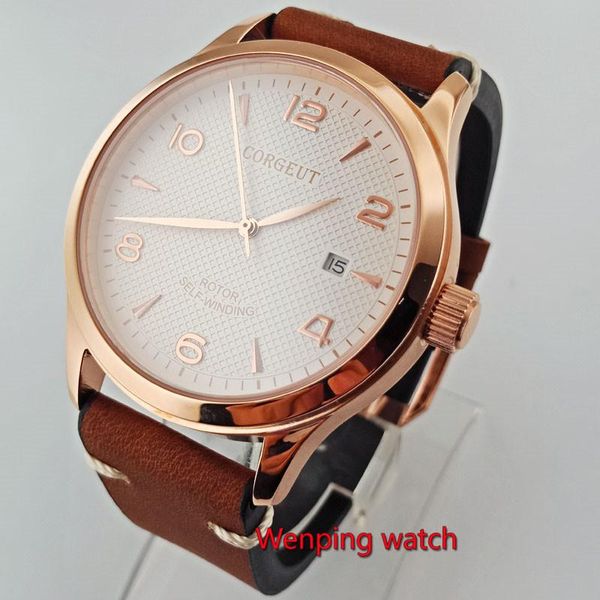 wristwatches 42mm corgeut ss. golden case sapphire black dial automatic watch hite blue mark mens w2681, Slivery;brown
wristwatches 42mm corgeut ss. golden case sapphire black dial automatic watch hite blue mark mens w2681, Slivery;brown