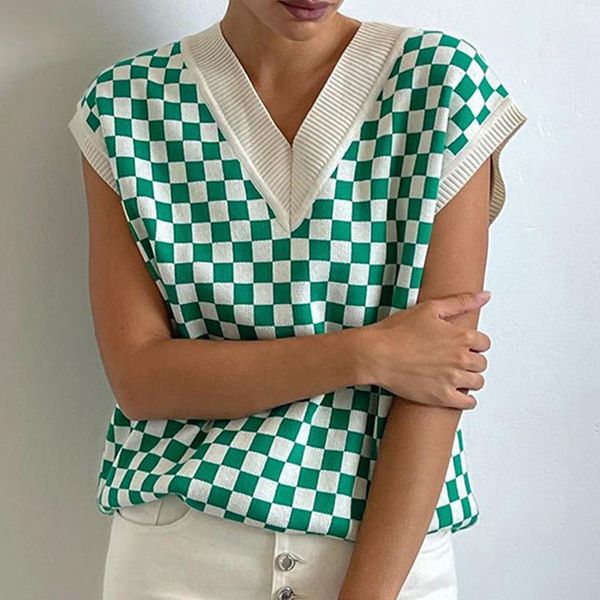 women's sweaters female korean style plaid sweater knitted-out waistcoat with low-sleeve casual short-sleeved women's blouses fash, White;black
women's sweaters female korean style plaid sweater knitted-out waistcoat with low-sleeve casual short-sleeved women's blouses fash, White;black