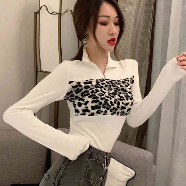 lucyever autumn turtleneck shirts women fashion leopard patchwork short blouses woman slim half zipper black bottom shirt female 210521, White
lucyever autumn turtleneck shirts women fashion leopard patchwork short blouses woman slim half zipper black bottom shirt female 210521, White
