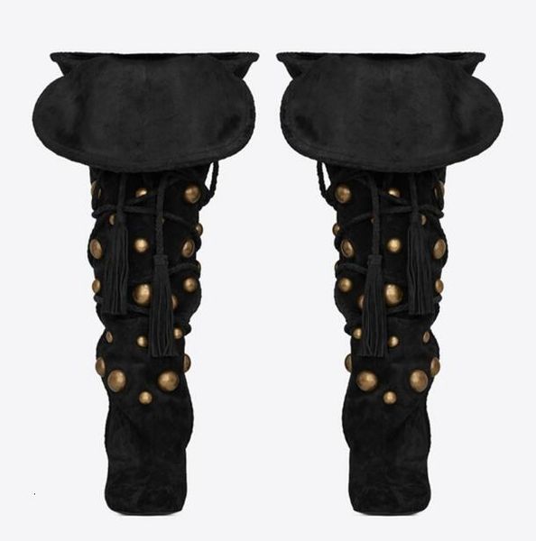 boot warm fashionable mid-calf toe shoes jump decoration women's boots, Black