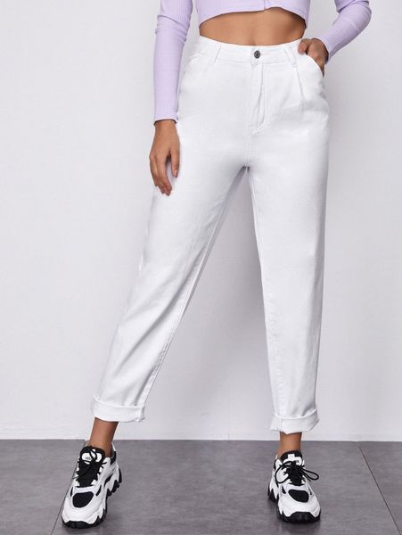 high waist roll hem jeans z8lo#, Blue 
high waist roll hem jeans z8lo#, Blue