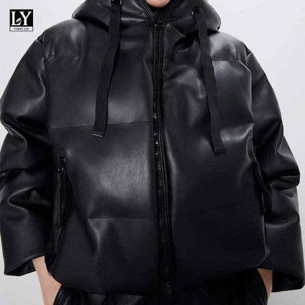 ly varey lin faux leather hooded cotton jackets winter women zipper ribbon pocket thick warm windproof female outerwear 210526, Black
ly varey lin faux leather hooded cotton jackets winter women zipper ribbon pocket thick warm windproof female outerwear 210526, Black